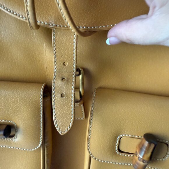 EUC GUCCI Leather Bamboo Medium Backpack with COA - Picture 5 of 16